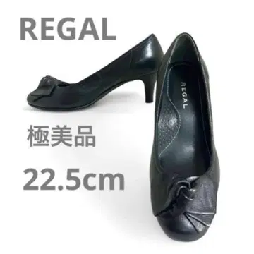 컨디션 최상 REGAL 리본 스퀘어토 펌프스 리갈 블랙 블랙 가죽