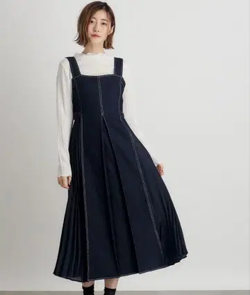 grove 데님 사이드 플리츠 점프슈트