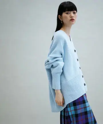 [ ADAM ET ROPE ] 로우 게이지 V넥 가디건 울&알파카 혼방