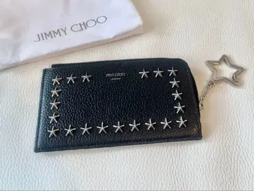컨디션 최상 JIMMY CHOO 블랙 가죽 카드 케이스 별 스터드 포함