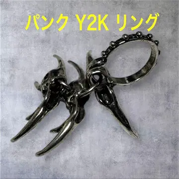 펑크 메탈 반지 Y2K V계 고딕계