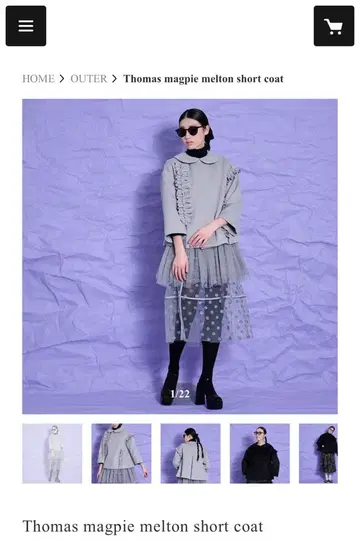 새상품급 토마스 맥파이 멜톤 프릴 코트