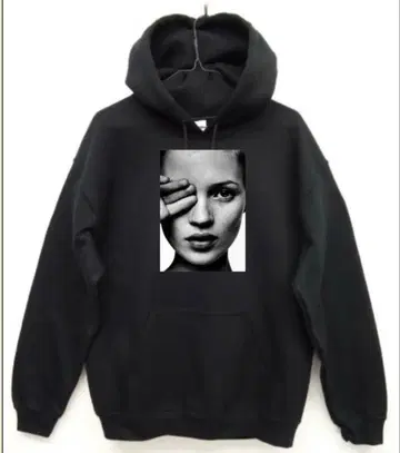 남녀 공용 미사용 새상품 케이트 모스 풀오버 후드티/블랙