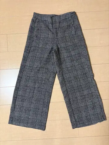 ZARA 체크 무늬 와이드 팬츠 그레이 계열