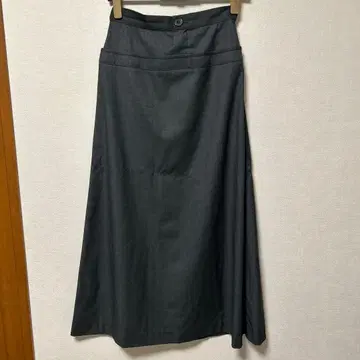 AMERI 그레이 플레어 롱 스커트