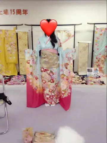 후리소데 스카이블루와 핑크 그라데이션 풀세트