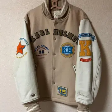 칼 헬무트 15주년 자수 바시티 자켓 블루종