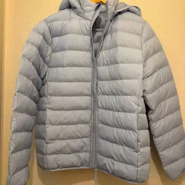 160cm/유니클로 후드티 다운/스카이블루.블루