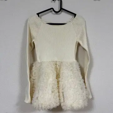 JUNOAH 프릴 니트 아이보리 M