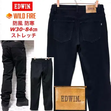 EDWIN 본딩 보온 방한 안감 플리스 따뜻한 스트레치 블랙 데님