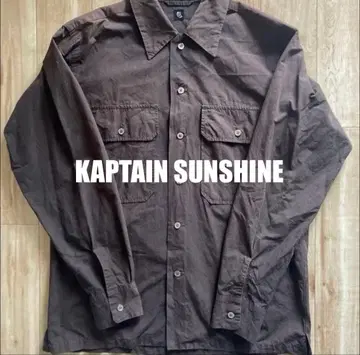 KAPTAIN SUNSHINE 오픈 카라 셔츠 브라운