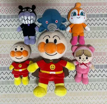 [주말 할인] 호빵맨 아기 호빵맨 봉제 인형 6체 세트