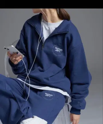 Reebok 네이비 트레이닝복, 팬츠, 하프 지퍼 3종 세트!