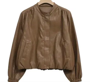 인조 가죽 노카라 자켓 내추럴 미스트 클래스 블루종