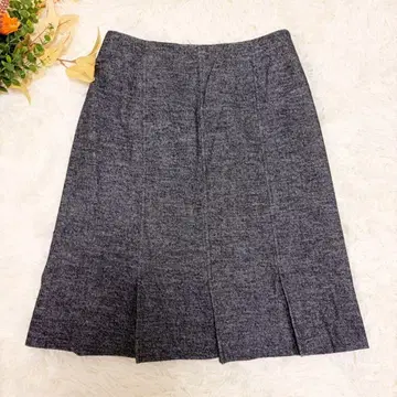 TRANS WORK 스커트 울 믹스 차콜 그레이 클래식