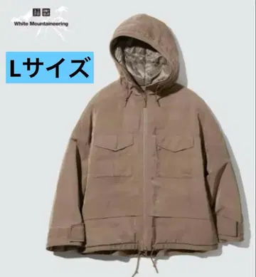 유니클로 화이트 마운티니어링 하이브리드 다운 오버사이즈 파카