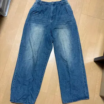 데님 블루 하이웨스트 와이드 팬츠