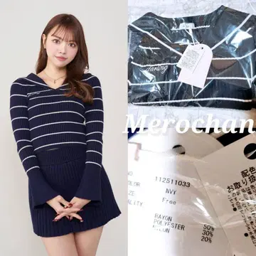 Darich 세일러 카라 니트탑 네이비