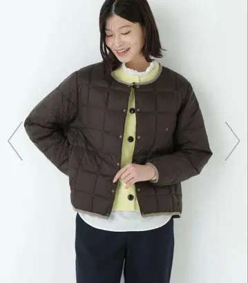 [ TAION 콜라보 ] 리버서블 크루넥 다운 블루종 다크 초코 x 카키