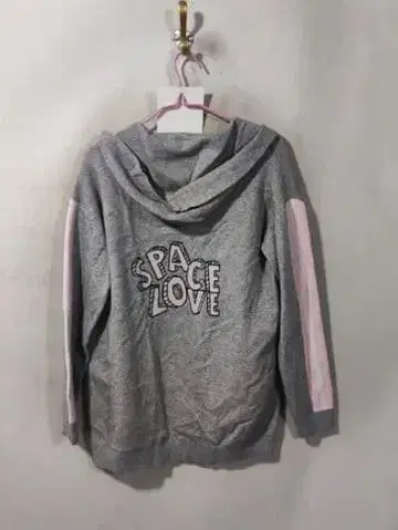 SPACE LOVE 후드 가디건 그레이 x 핑크 / 백프린트