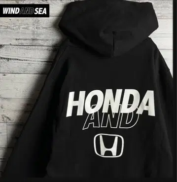 [ 새상품급 한정판 콜라보 ] 윈드앤씨 x 혼다 빅 양면 로고 후드티