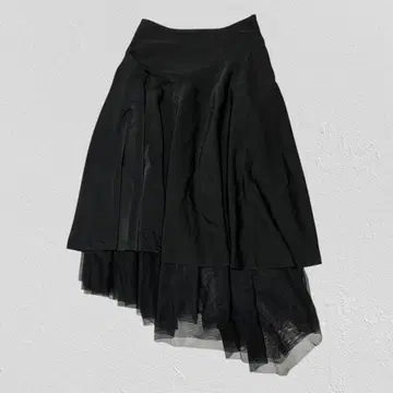 비대칭 튤 레이어드 플레어 스커트 블랙 M 상당