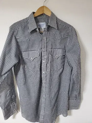 락 마운트 깅엄 웨스턴 셔츠 USA 화이트 블랙 M