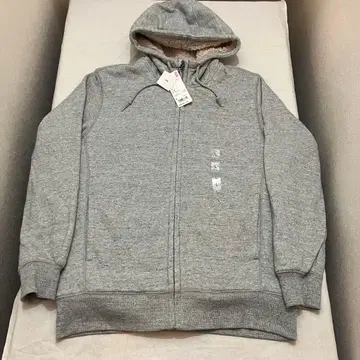 새상품 유니클로 보아 맨투맨 풀 집업 후드티 그레이 후디 집업