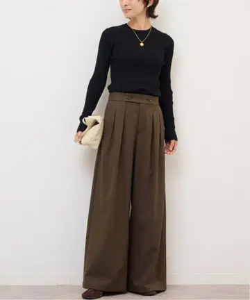 렐리움 워셔블 서지 스트레치 턱 와이드 팬츠 36