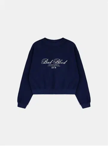 Bad Blood 크롭 맨투맨 네이비