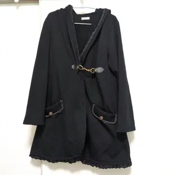 엑시즈팜 후드 부착 롱 코트 블랙 M 사이즈