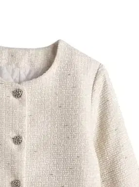 티펫 포함 라메 트위드 비쥬 자켓