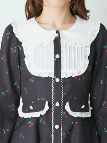 [ AnkRouge ] 체리 패턴 셋업 블랙