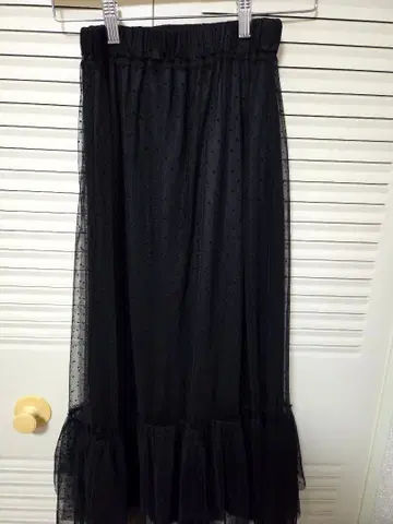 새상품 flower 블랙 도트 튤 플레어 스커트