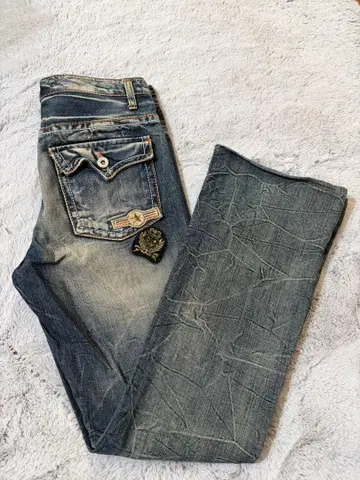 PiBall 데미지 가공 부츠컷 데님 M