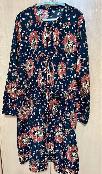 PINK HOUSE 핑크하우스 꽃무늬 딸기 긴팔 셔츠 원피스