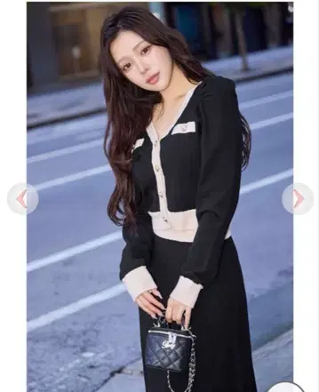 rady 바이컬러 니트 셋업 롱 스커트