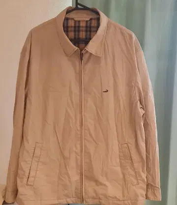 Crocodile 베이지 집업 자켓 체크 안감