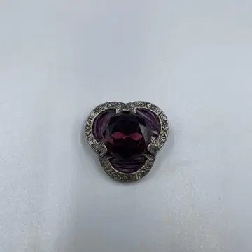 빈티지 MIRACLE 하트형 보라색 브로치