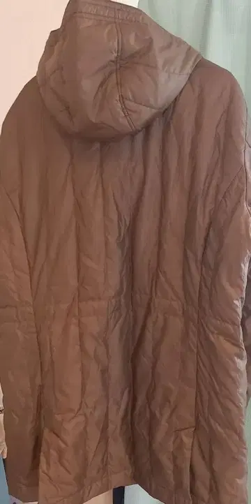 Crocodile 브라운 후드 부착 다운 자켓