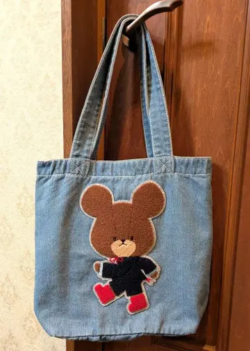 곰돌이 학교 데님 토트백