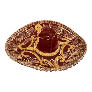 솜브레로 멕시코 모자 벨로아 앤티크 멕시코 자수 장식