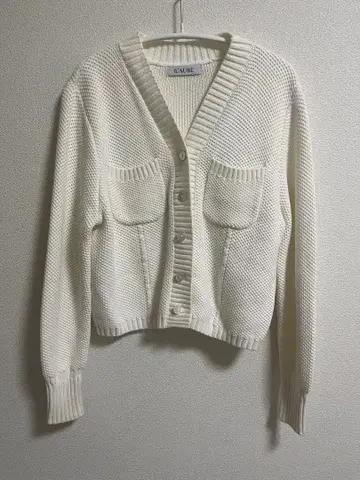 L'AUBE BLANC 바스켓 니트 가디건