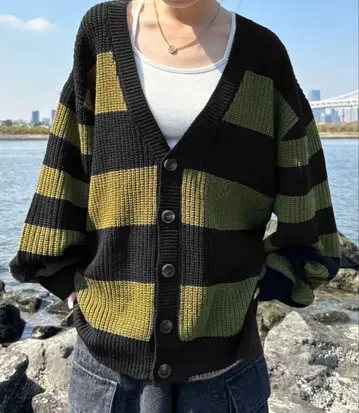 니트 가디건 스트라이프