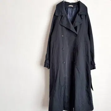 트렌치코트 벨트 포함 더블 브레스트 다크 네이비 스타일리시