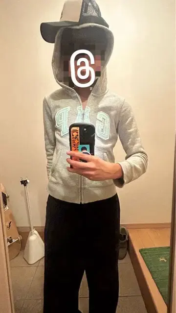 GAP 그레이 지퍼 후드티