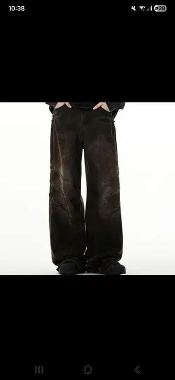 Washing Distressed Mud Denim Pants
