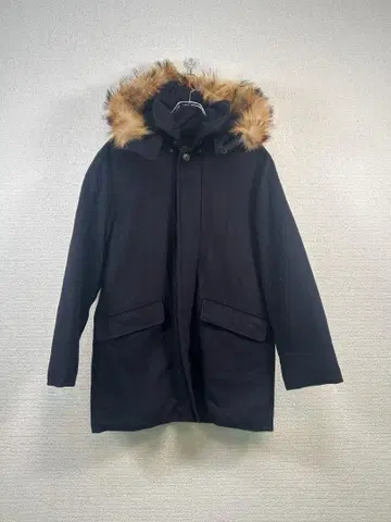 UNITED ARROWS 후드 부착 롱 코트 네이비 S