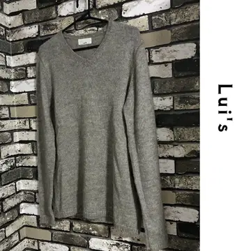 [ 새상품급 ] Lui's 루이스 알파카 니트 스웨터 V넥 그레이