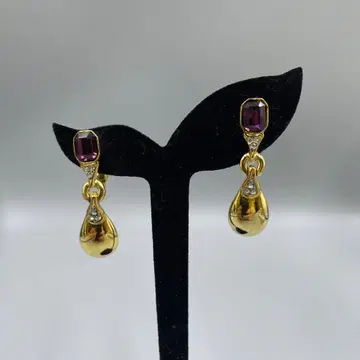 24 빈티지 자수정 골드 드롭 귀걸이